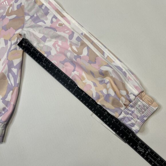 Adidas Pastel Pink Floral Camo Allover Print Full Zip Light Jacket - Size L (14) - Picture 9 of 12